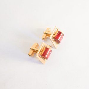 Red And Gold Vintage Cufflinks - image 1